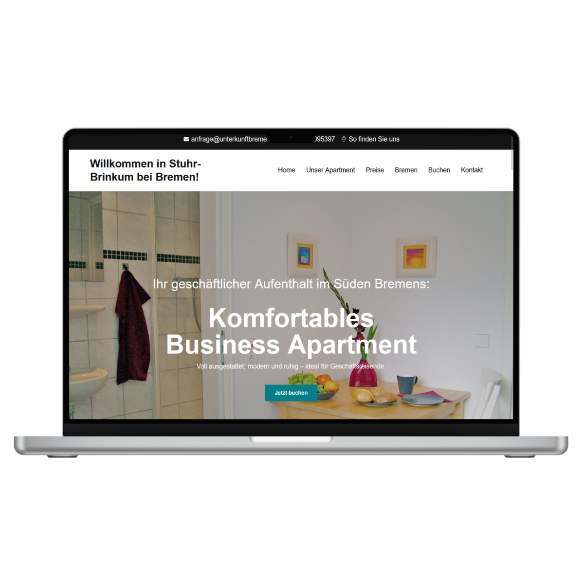 Mockup der Website Unterkunftbremen.de